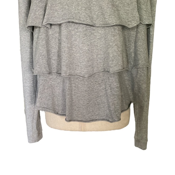 AIKO Gray Tiered Ruffle Back Marled Knit Sweatshirt Bolero Cardigan - S - Picture 8 of 12